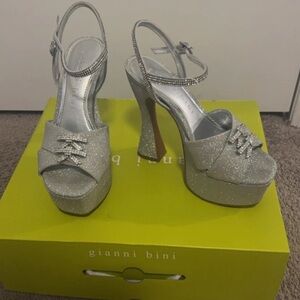 Gianni Bini Glittering Silver Platform Heels